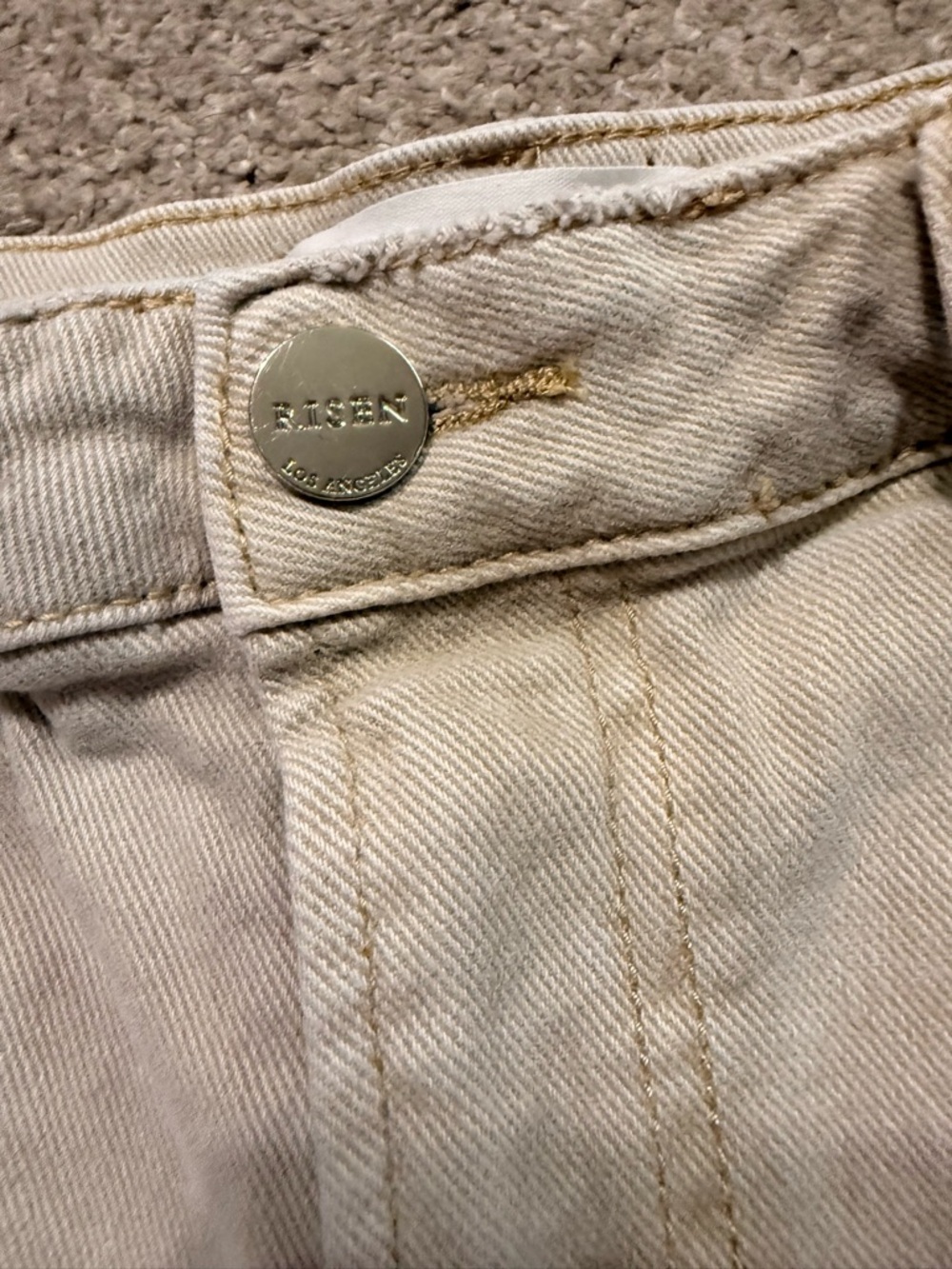 Risen Distressed Hem Tan Shorts High Rise - Picture 2 of 8